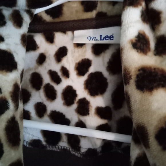 Ms Lee Vintage Animal Leopard Print Velour Tracksuit Hoodie Jacket - Size: 2X - Picture 3 of 5